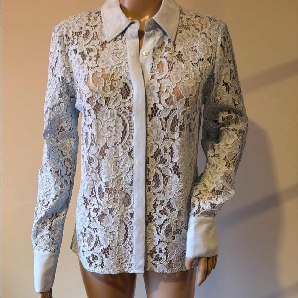 L'AGENCE Maia Blue Lace Blouse Size S Brand New with Tags